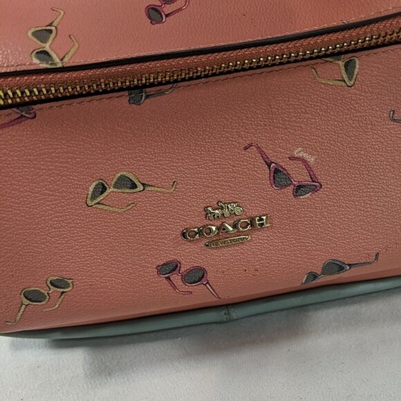 Coach Sunglasses Backpack Charlie Blue Pink Leather No. B1921-F75885 Print Bag - Picture 6 of 16